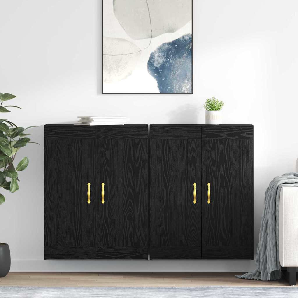 vidaXL Mueble de pared 2 uds. Roble Negro 69,5 x 34 x 90 cm