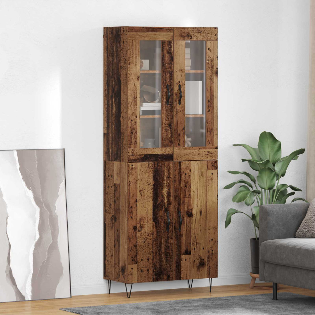 vidaXL Aparador alto Madera envejecida 69,5 x 34 x 90 cm