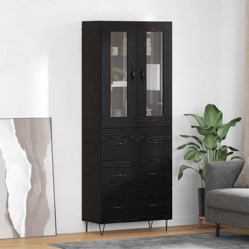 vidaXL Aparador alto Roble Negro 69,5 x 34 x 90 cm