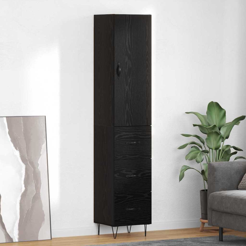 vidaXL Alacena Roble Negro 34,5 x 34 x 90 cm Madera de ingeniería
