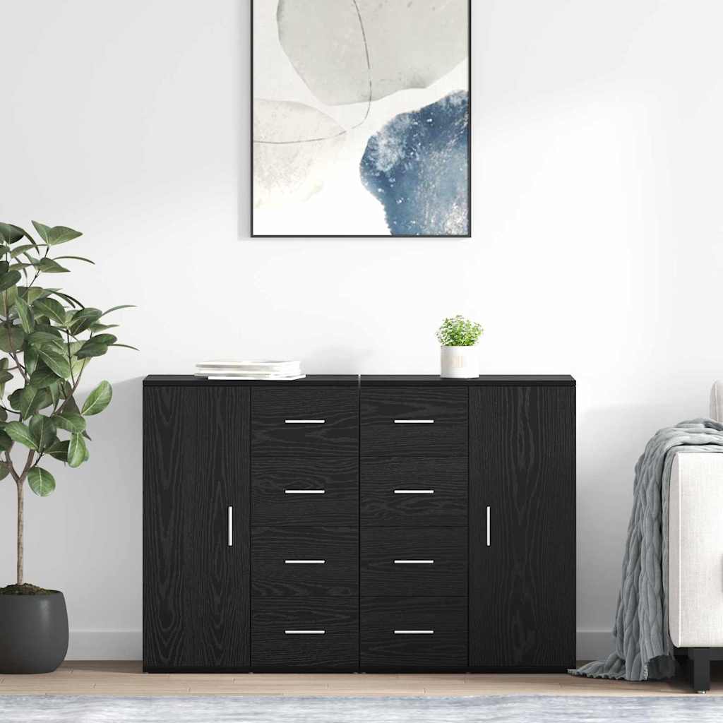 vidaXL Tableros Lateral CORONA 2 uds. Roble Negro 59 x 39 x 80 cm