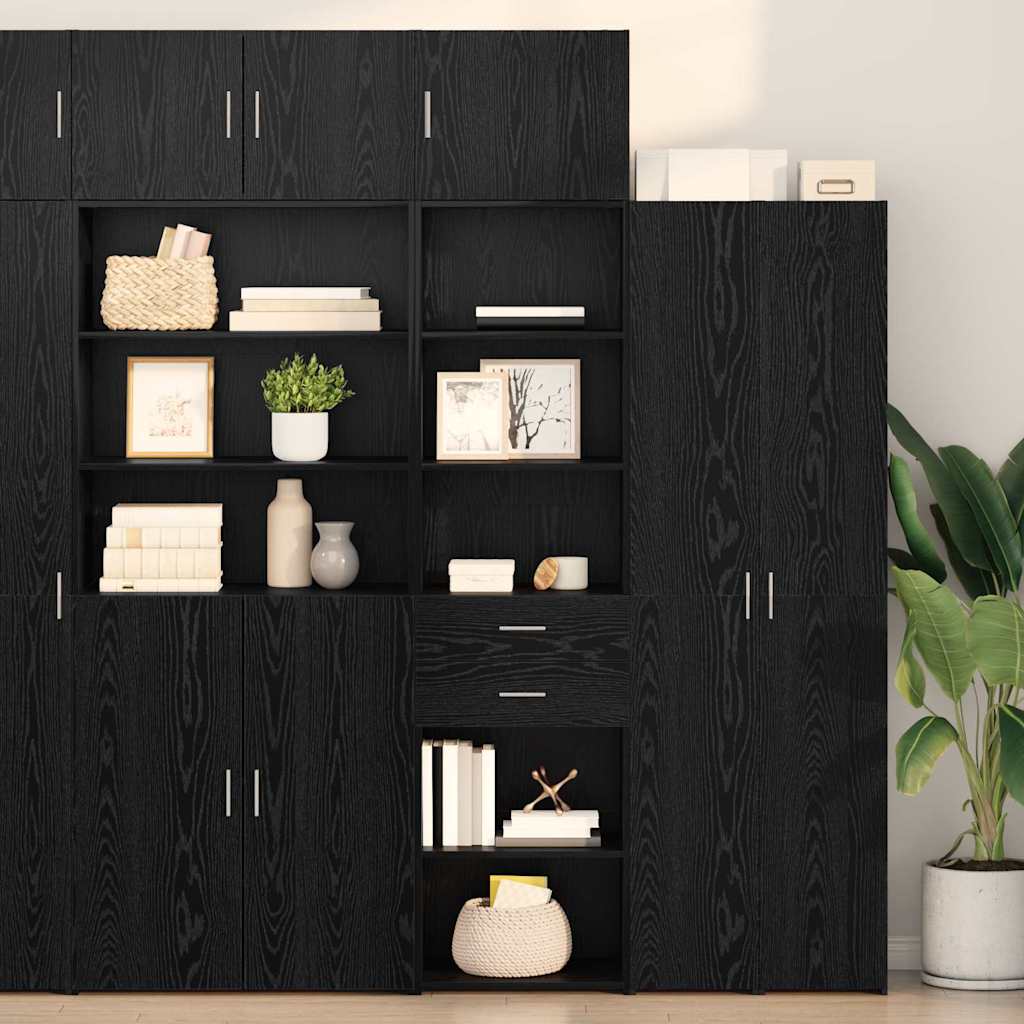 vidaXL Alacena Roble Negro 50 x 42,5 x 225 cm Madera de ingeniería
