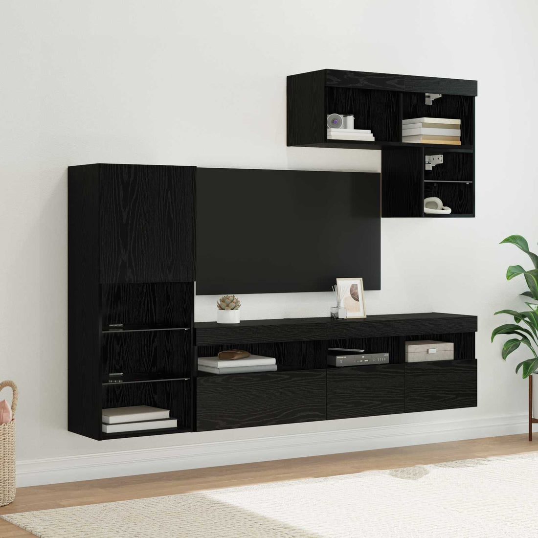 vidaXL Unidades de pared para TV 6 uds. Roble Negro