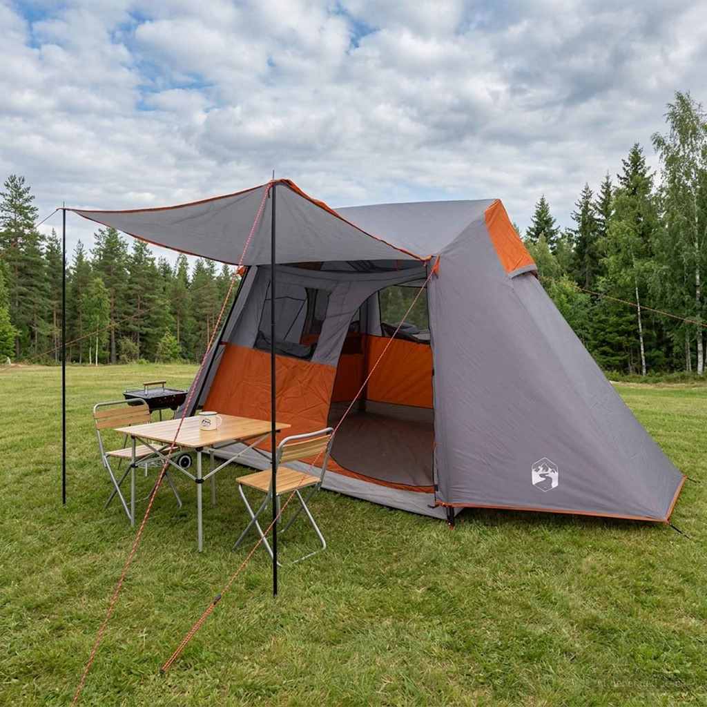 vidaXL Tienda de campaña tipo túnel Gris y naranja 475 x 220 x 192 cm