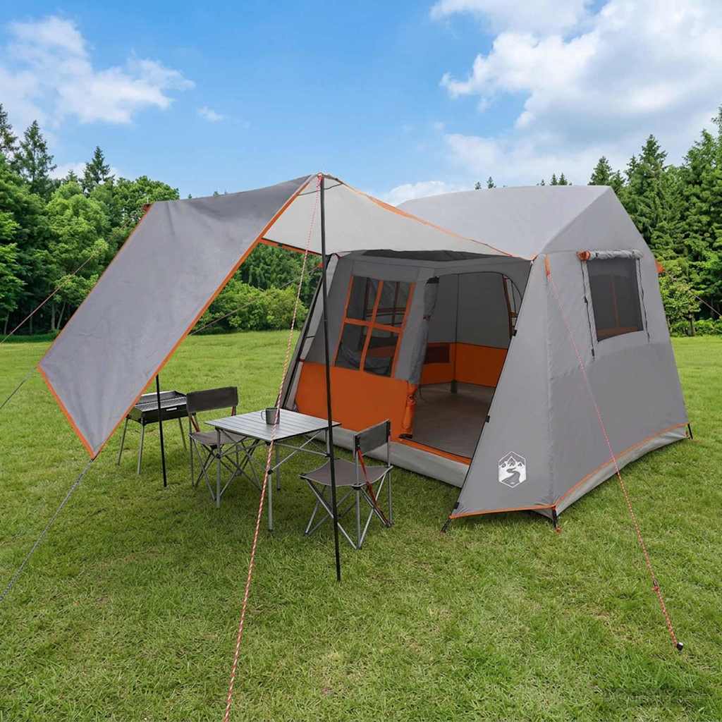 vidaXL Tienda de campaña tipo túnel 275 x 240 x 200 cm Gris y naranja