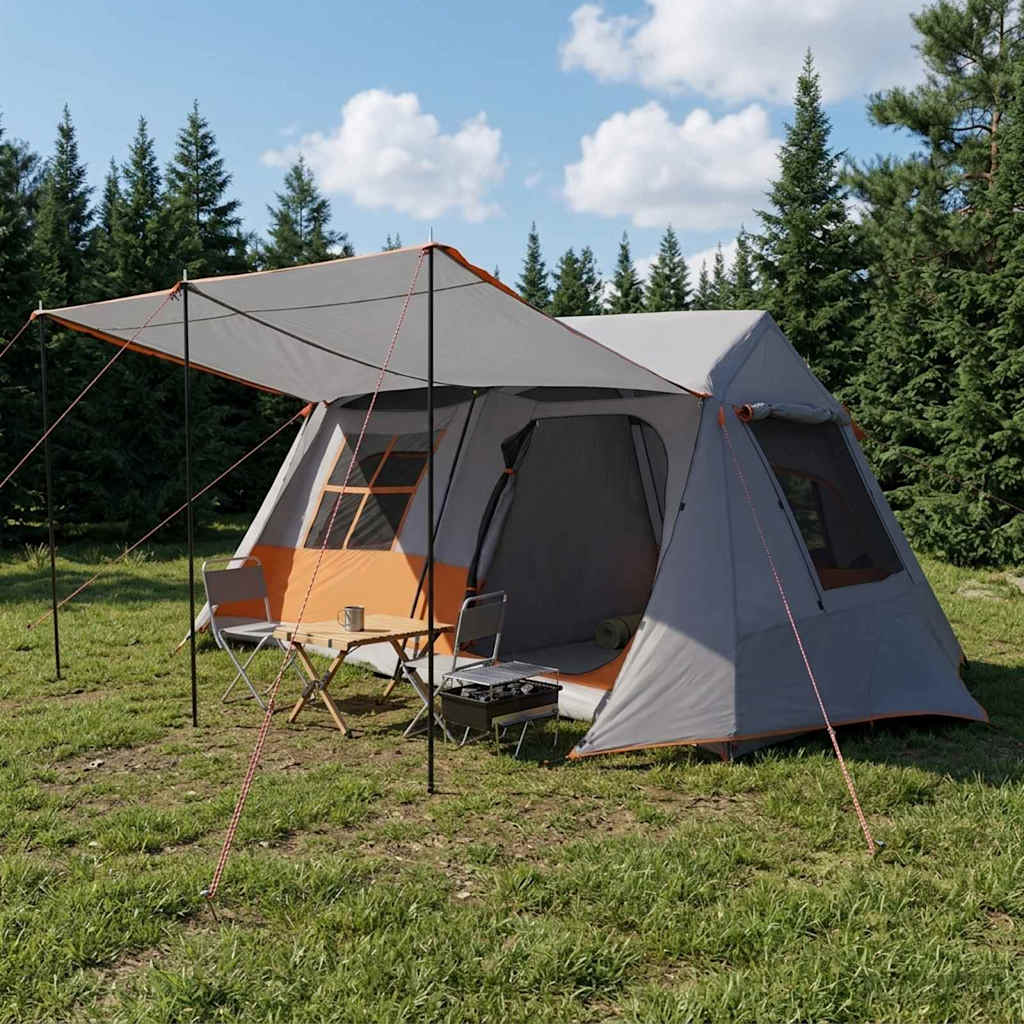 vidaXL Tienda de campaña tipo túnel Gris y naranja 400 x 278 x 182 cm