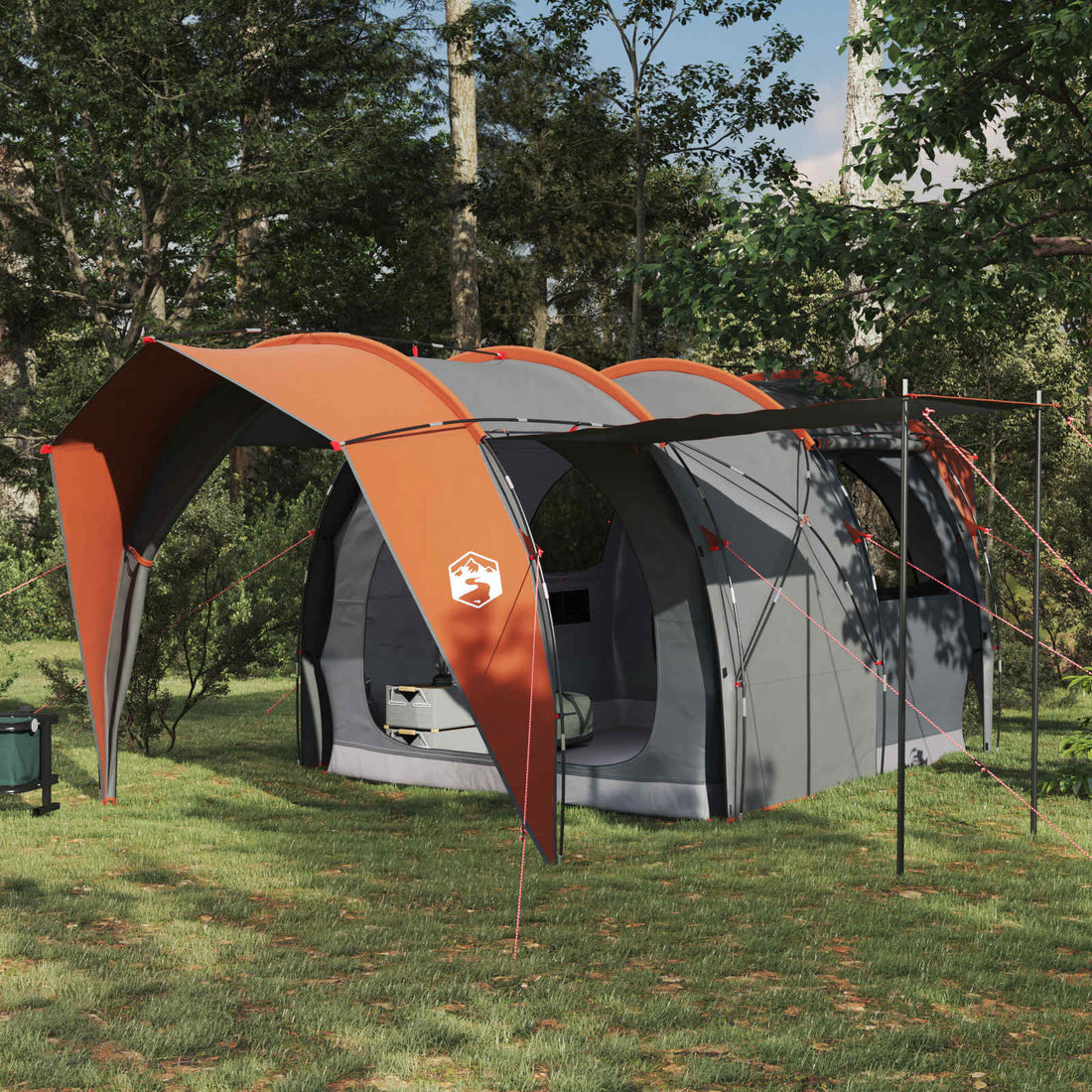 vidaXL Tienda de campaña tipo túnel 4 persona Gris y naranja
