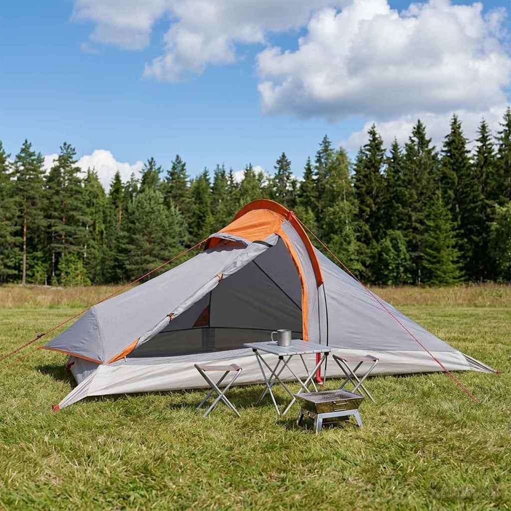 vidaXL Tienda de senderismo 4 persona Gris y naranja