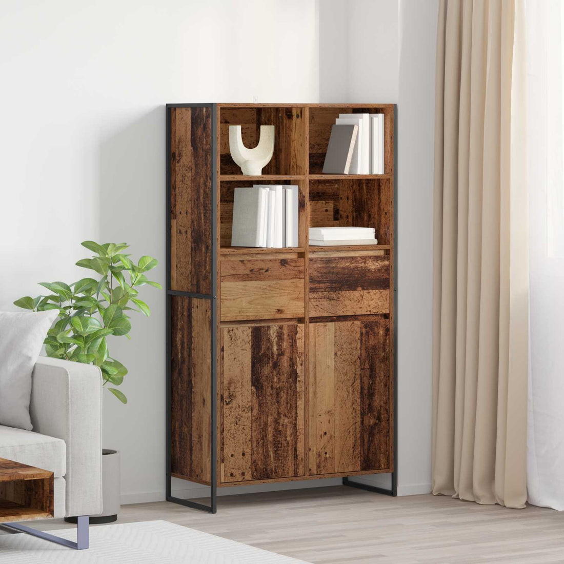 vidaXL Vitrina Madera Vieja 81 x 36 x 150.5 cm Madera de ingeniería