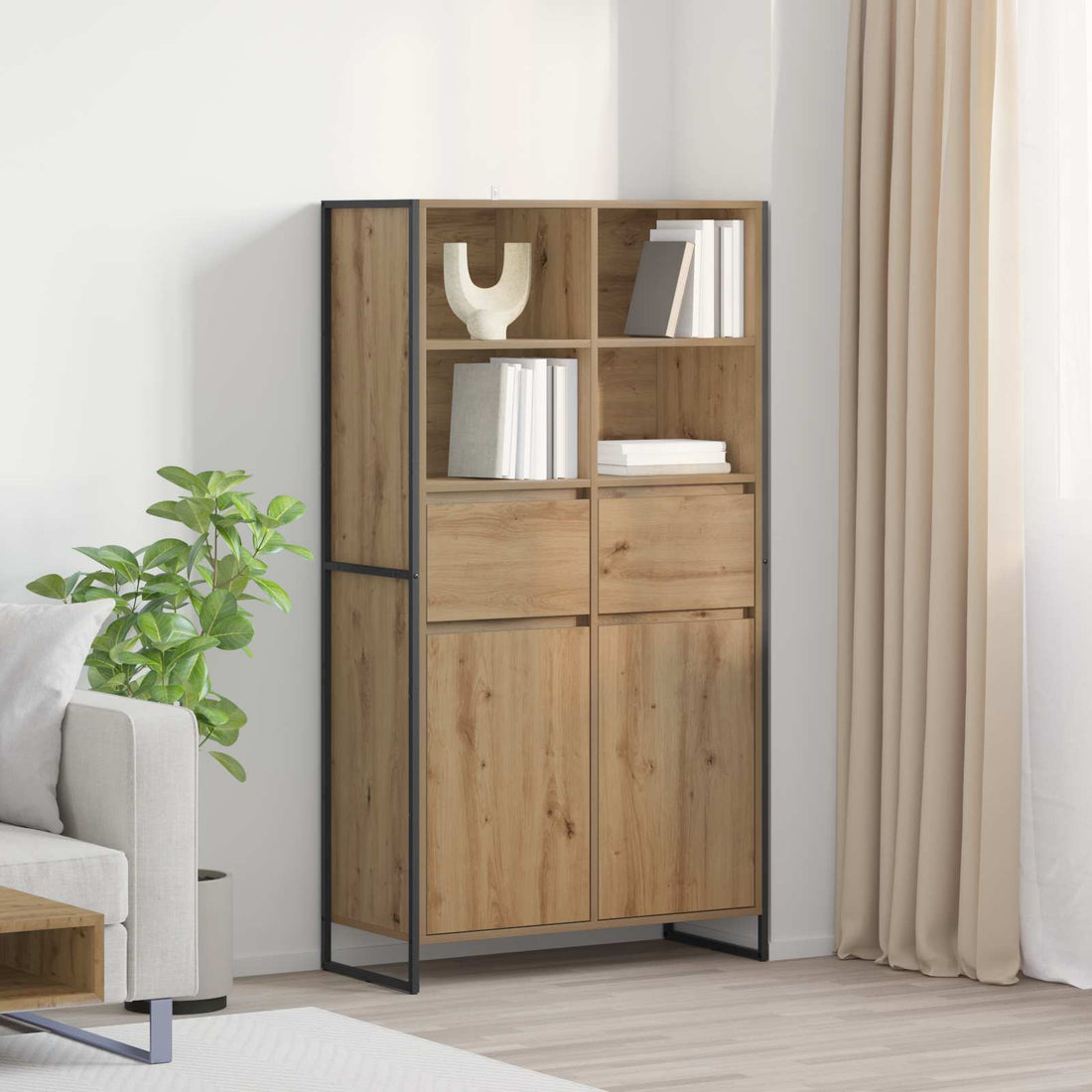 vidaXL Vitrina Roble artisan 81 x 36 x 150.5 cm Madera de ingeniería