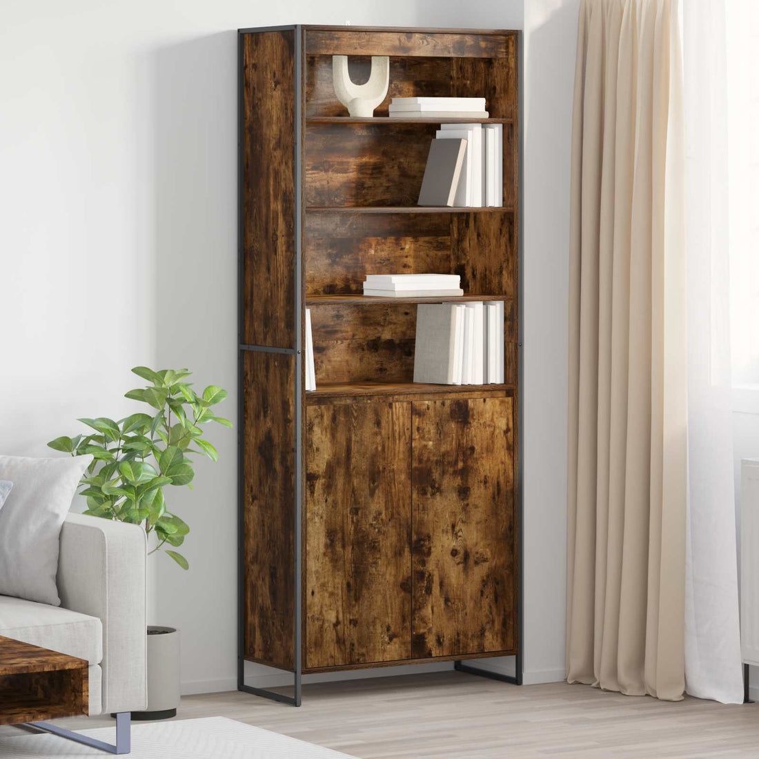 vidaXL Gabinetes Altos Roble Humo 79 x 36 x 200 cm