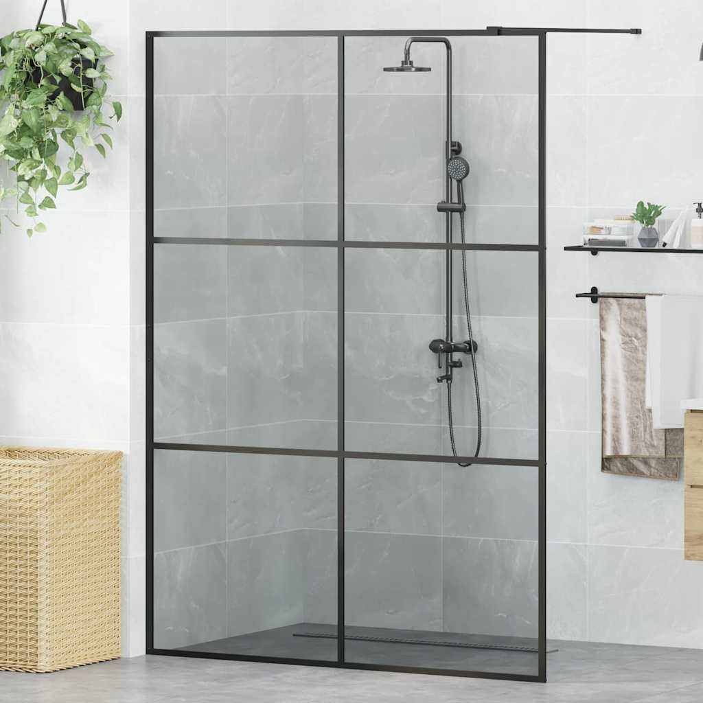 vidaXL Pared de Ducha Walk-in Negro 140 x 195 cm vidrio templado