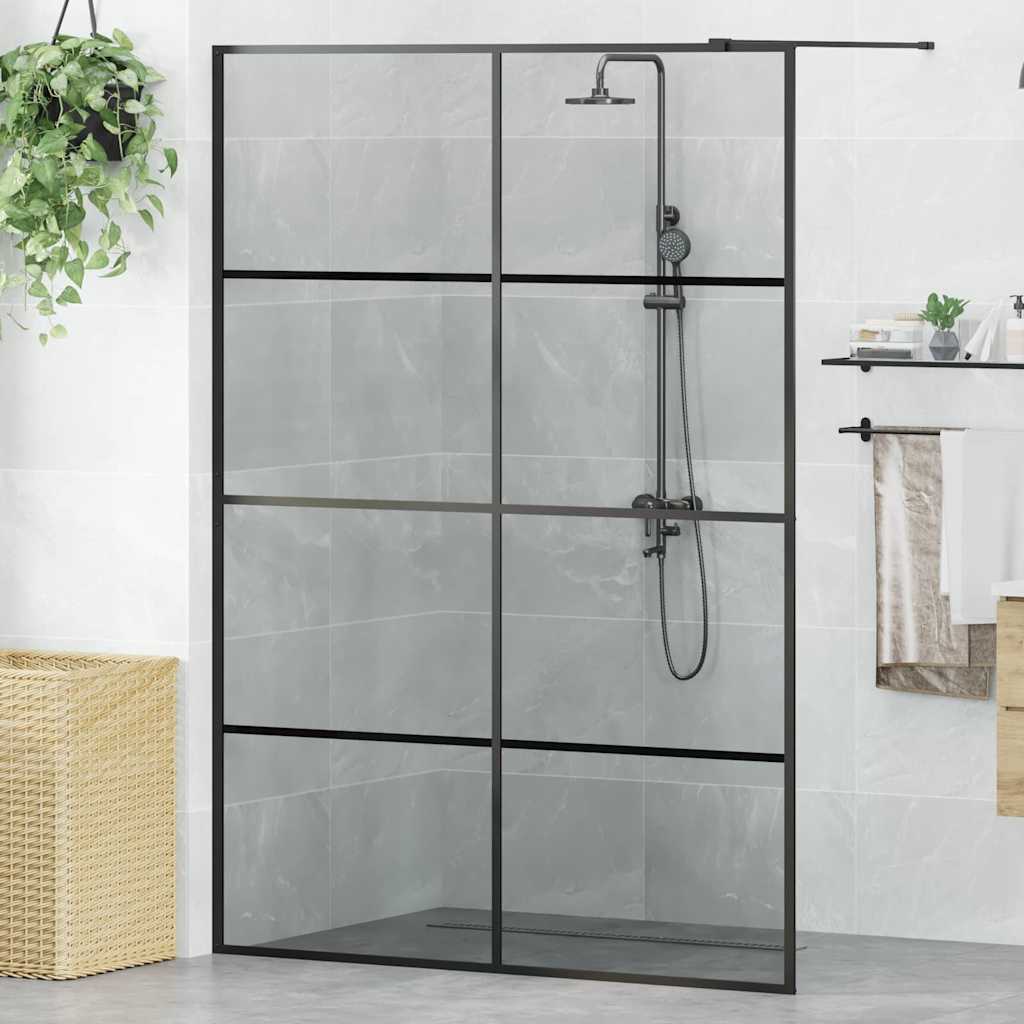 vidaXL Pared de Ducha Walk-in Negro 140 x 195 cm vidrio templado