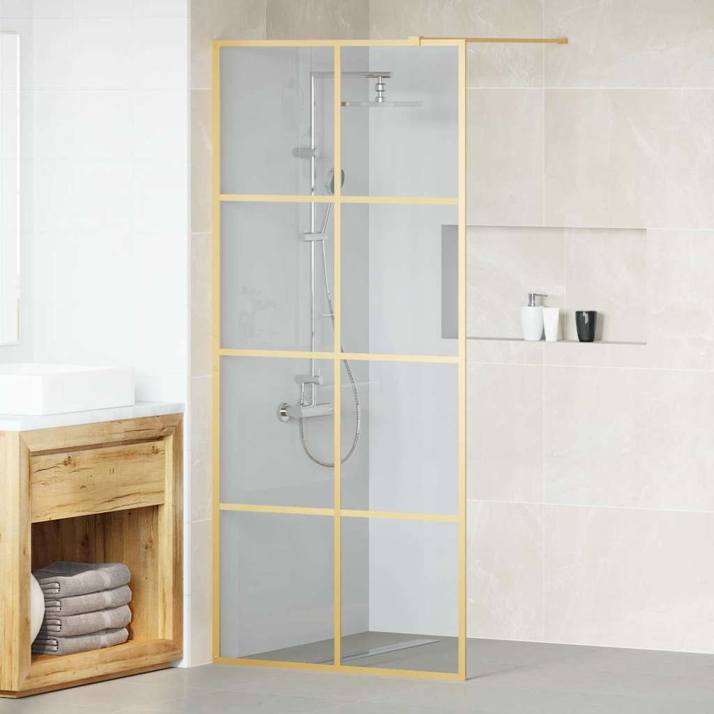 vidaXL Pared de Ducha Walk-in Dorado 90 x 195 cm vidrio templado