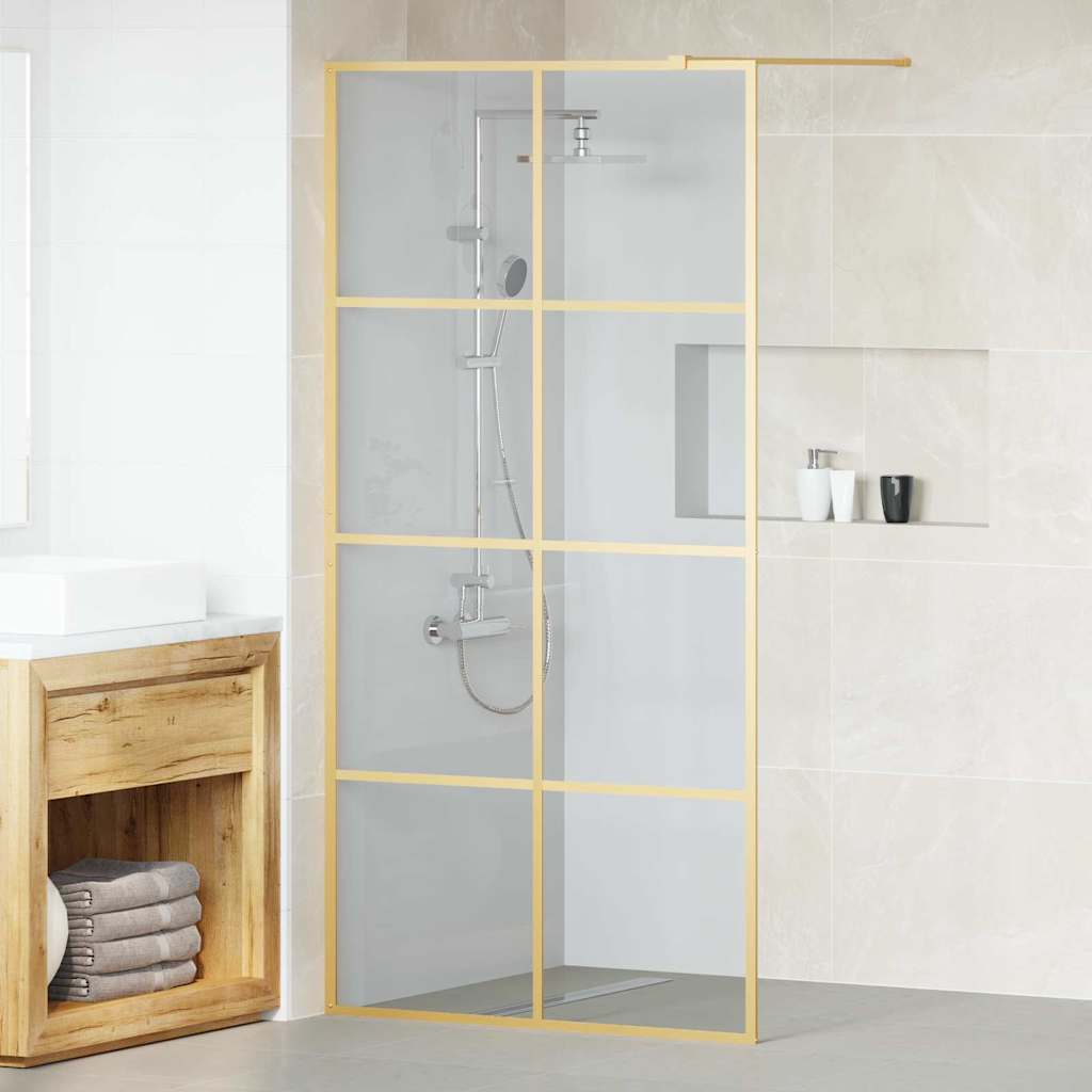 vidaXL Pared de Ducha Walk-in Dorado 100 x 195 cm vidrio templado