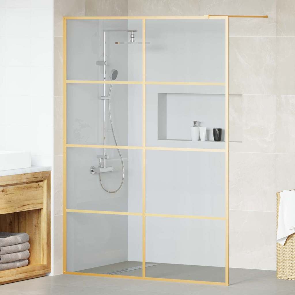 vidaXL Pared de Ducha Walk-in Dorado 140 x 195 cm vidrio templado