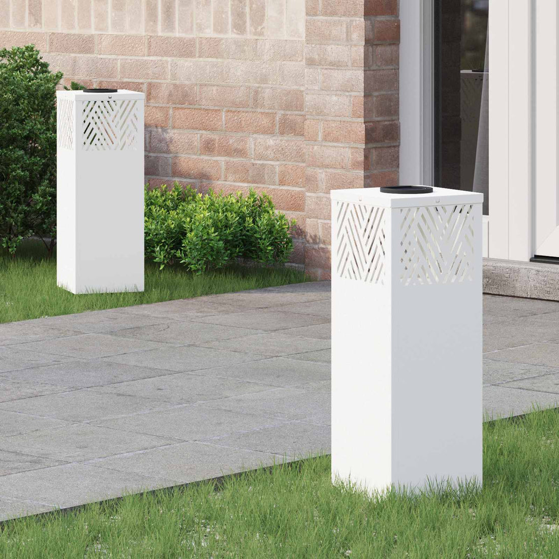 vidaXL Luz de camino LED solar 2 uds. Blanco Cálido 18 x 18 x 50 cm