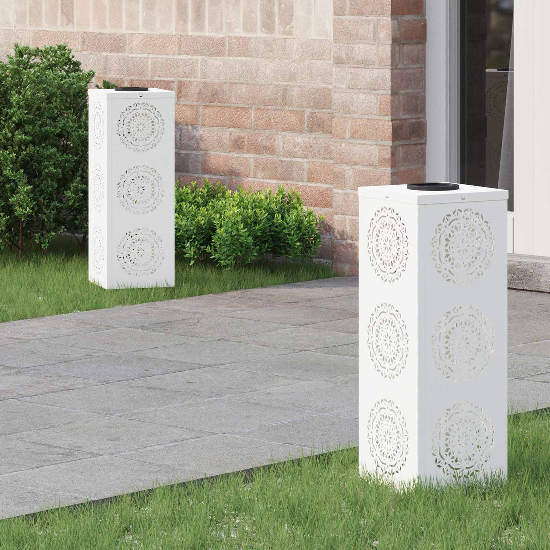 vidaXL Luz de camino LED solar 2 uds. Blanco Cálido 18 x 18 x 50 cm