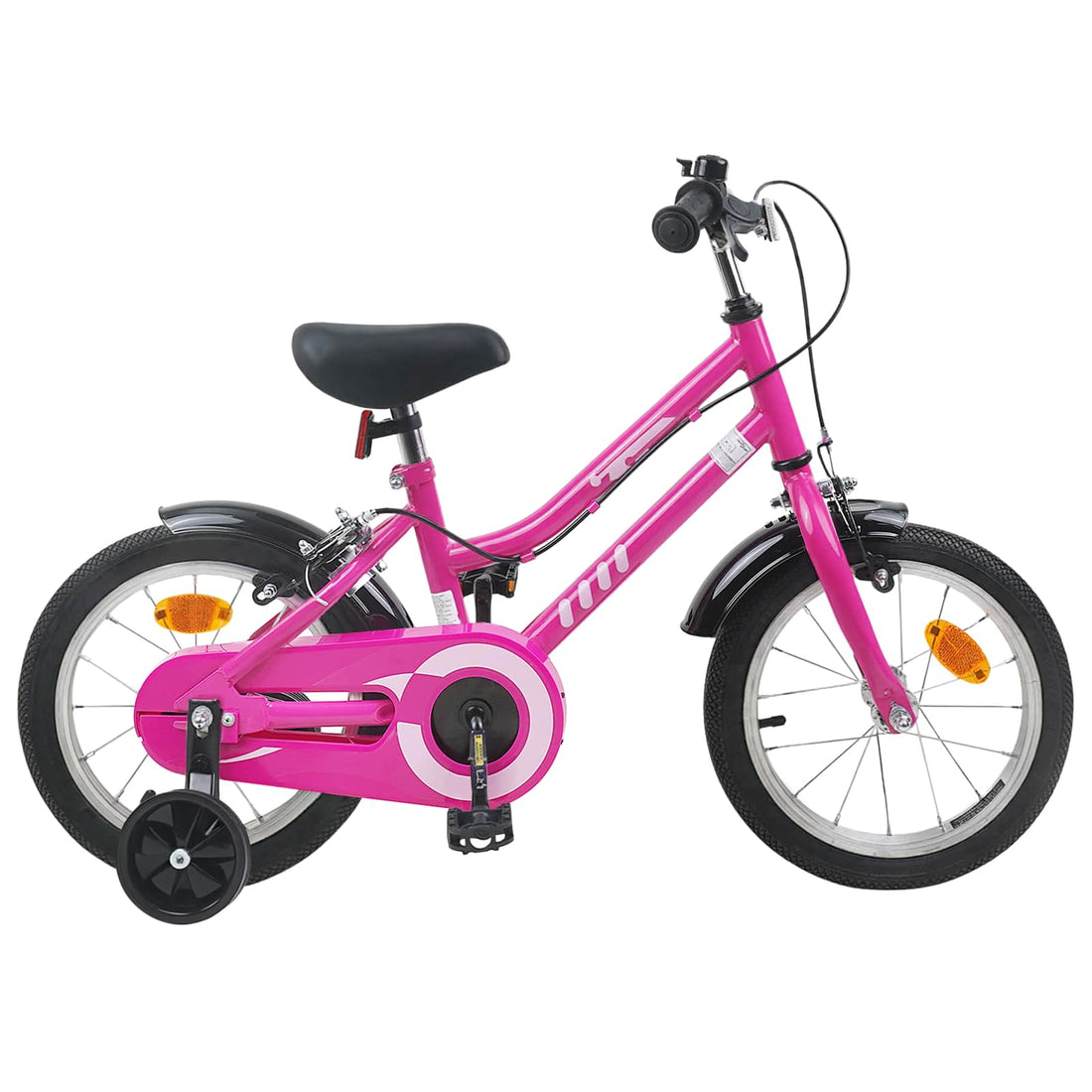 vidaXL Bicicleta Infantil 12 Pulgadas para 2-4 años Negro Rosa