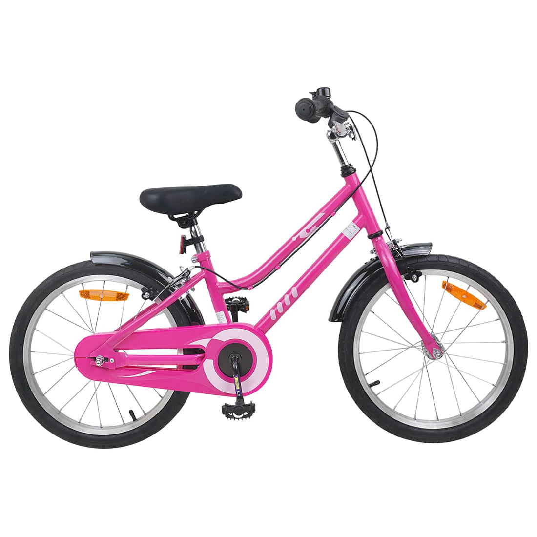 vidaXL Bicicleta Infantil 18 Pulgadas para 5-7 años Negro Rosa