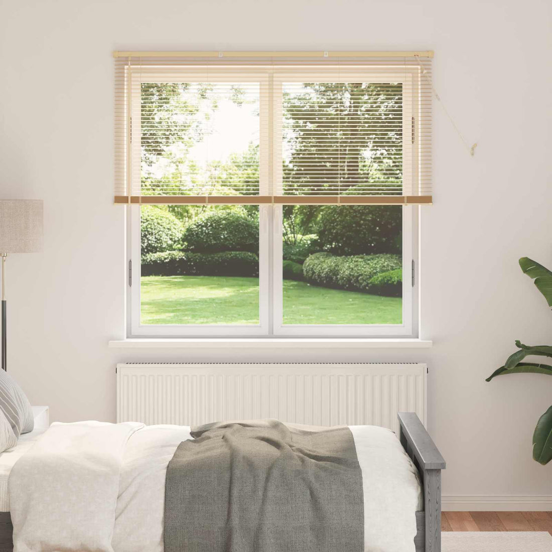 vidaXL Persiana veneciana Marrón Claro con Patrón 150 x 150 cm 25 mm