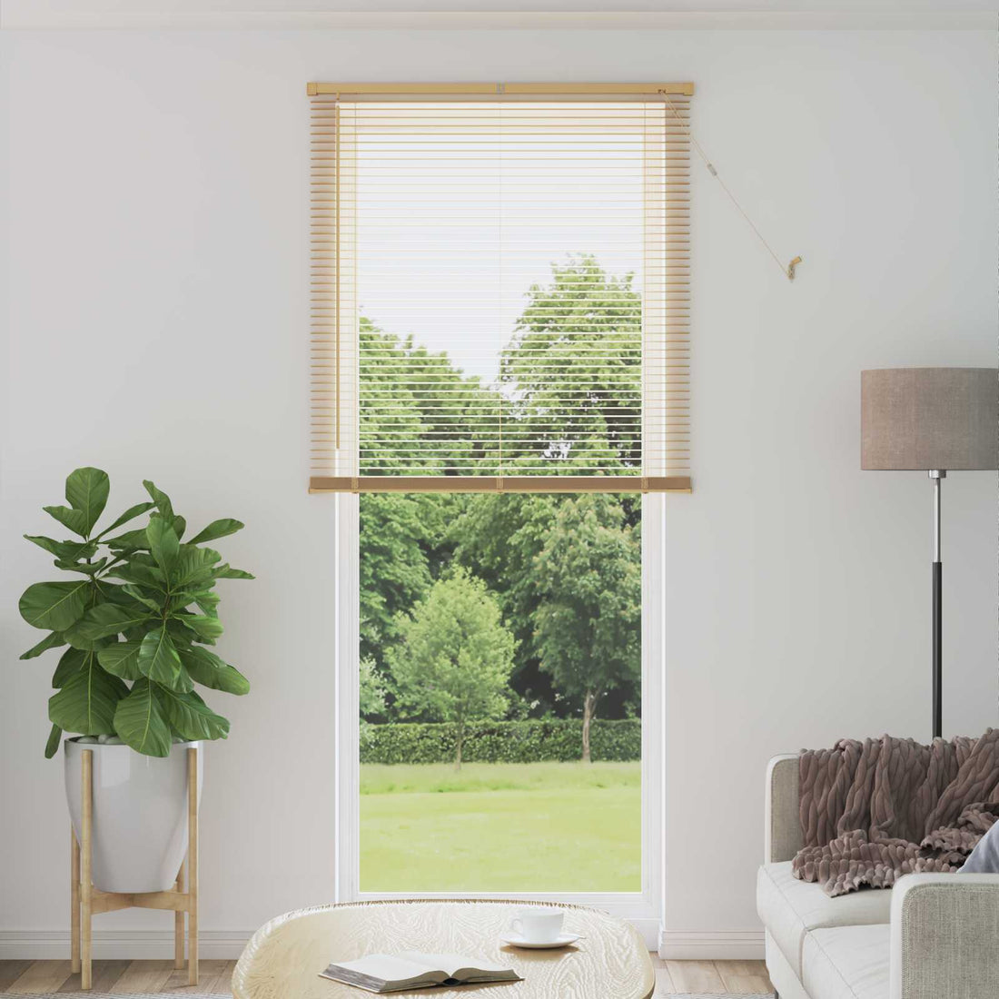 vidaXL Persiana veneciana Marrón Claro con Patrón 213 x 90 cm 25 mm