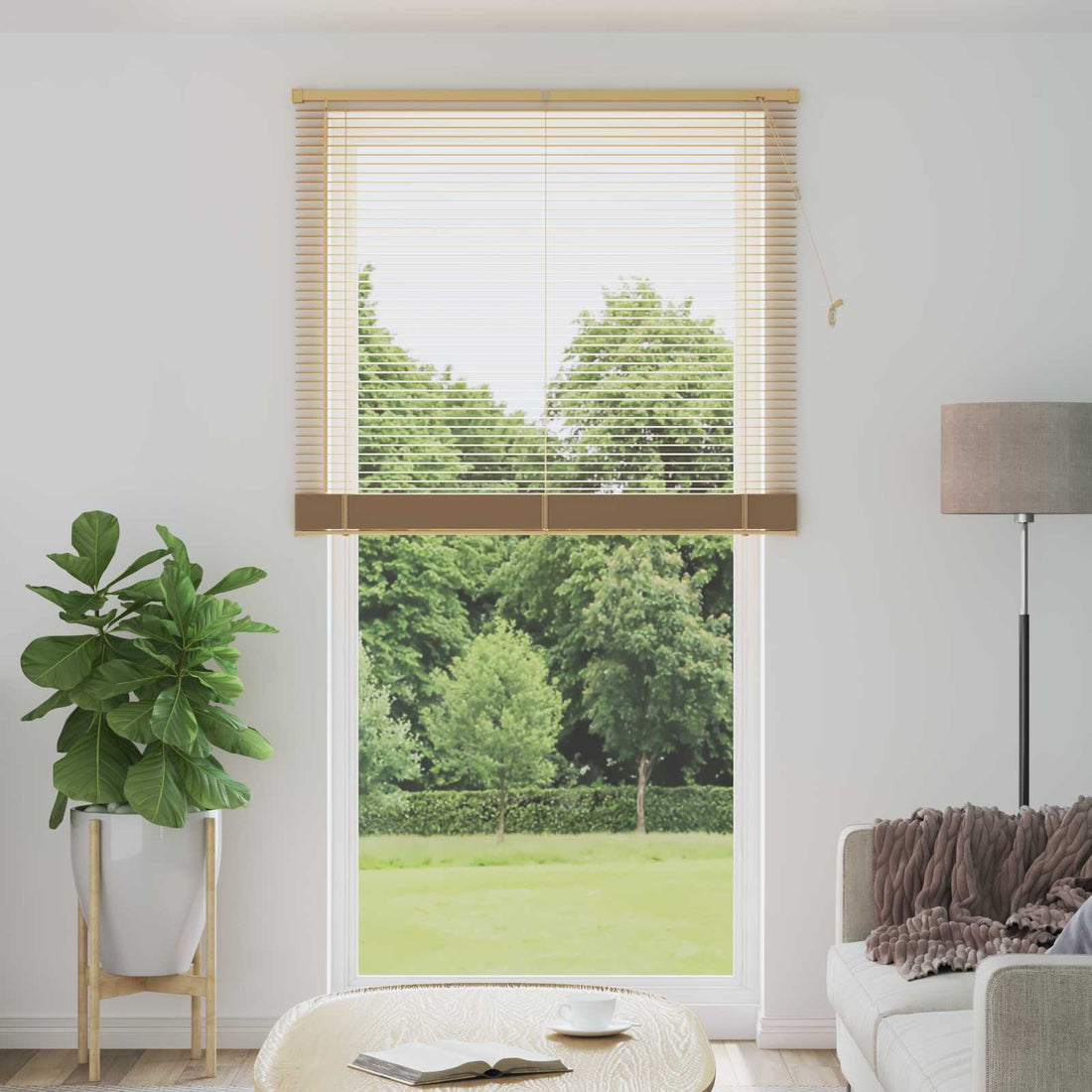 vidaXL Persiana veneciana Marrón Claro con Patrón 213 x 120 cm 25 mm