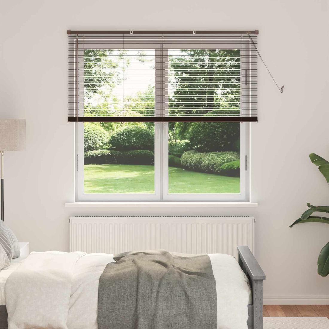 vidaXL Persiana veneciana Marrón Oscuro 160 x 150 cm 25 mm PVC