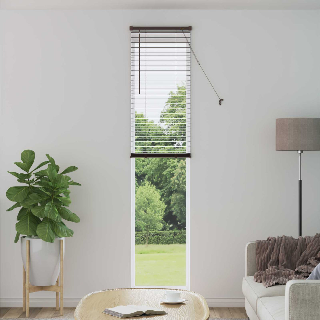 vidaXL Persiana veneciana Marrón Oscuro con Patrón 213 x 60 cm 25 mm