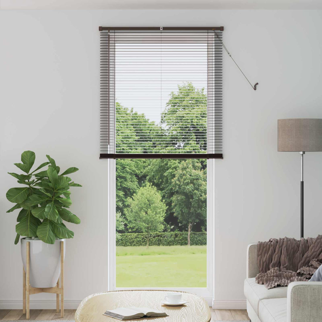 vidaXL Persiana veneciana Marrón Oscuro con Patrón 213 x 100 cm 25 mm
