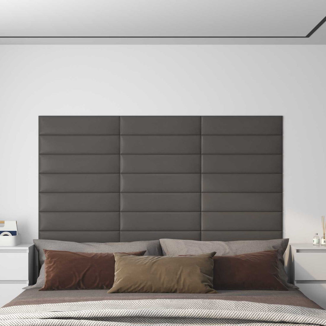 vidaXL Cabecero de Pared 12 uds. 60 x 15 cm Gris tela