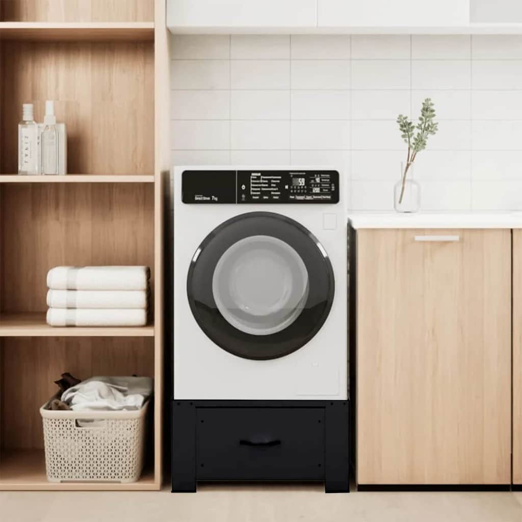 vidaXL Pedestal para Lavadora Negro 64 x 55 x 32,5 cm Acero