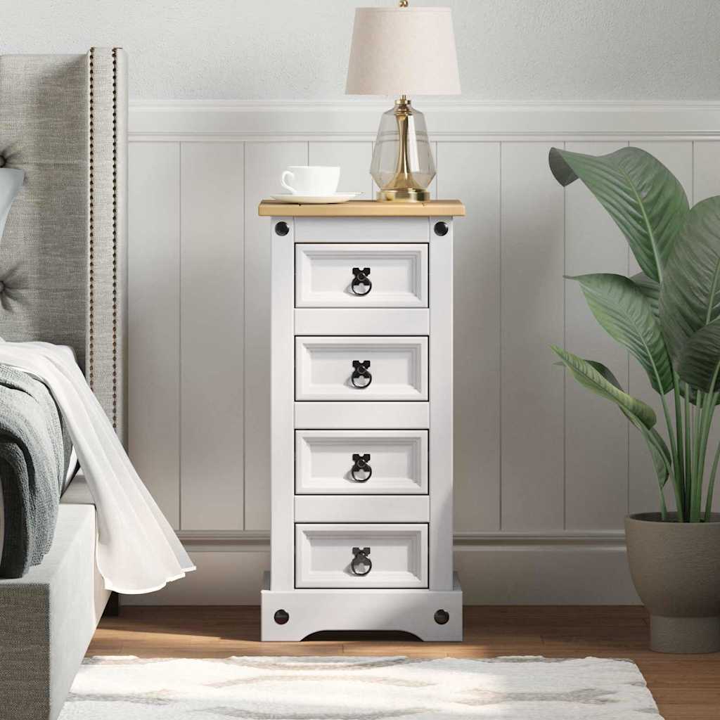 vidaXL Mesita de Noche CORONA 35 x 32,5 x 74 cm Madera de pino macizo