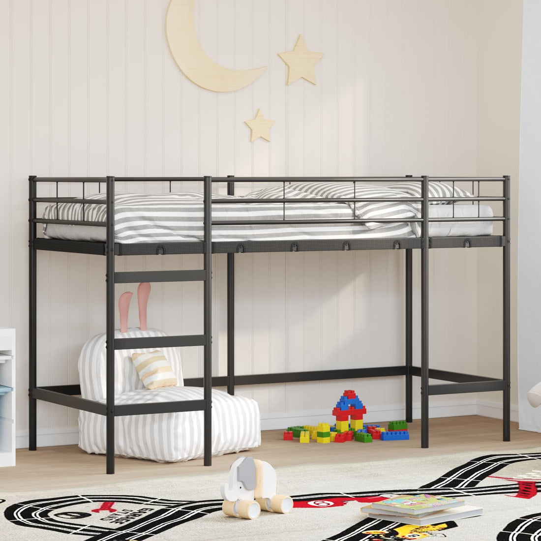 vidaXL Estructura de litera para niños Negro 90 x 190 cm Acero