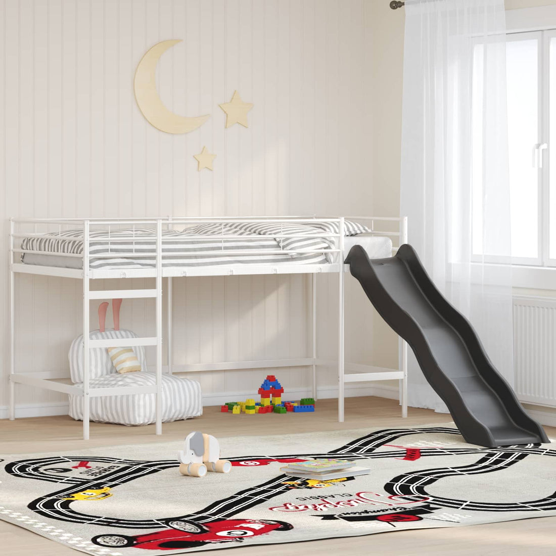 vidaXL Estructura de litera para niños con tobogán Liso y Antracita