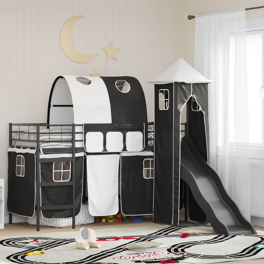 vidaXL Cama litera para niños Liso Negro 90 x 190 cm Metal
