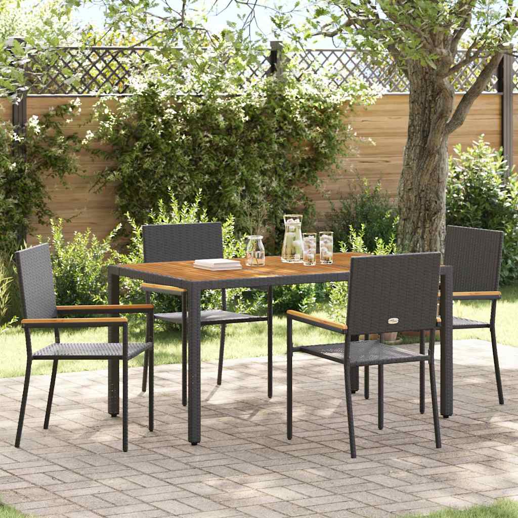 vidaXL Sillas apilables de jardín 4 uds. Negro y Marrón