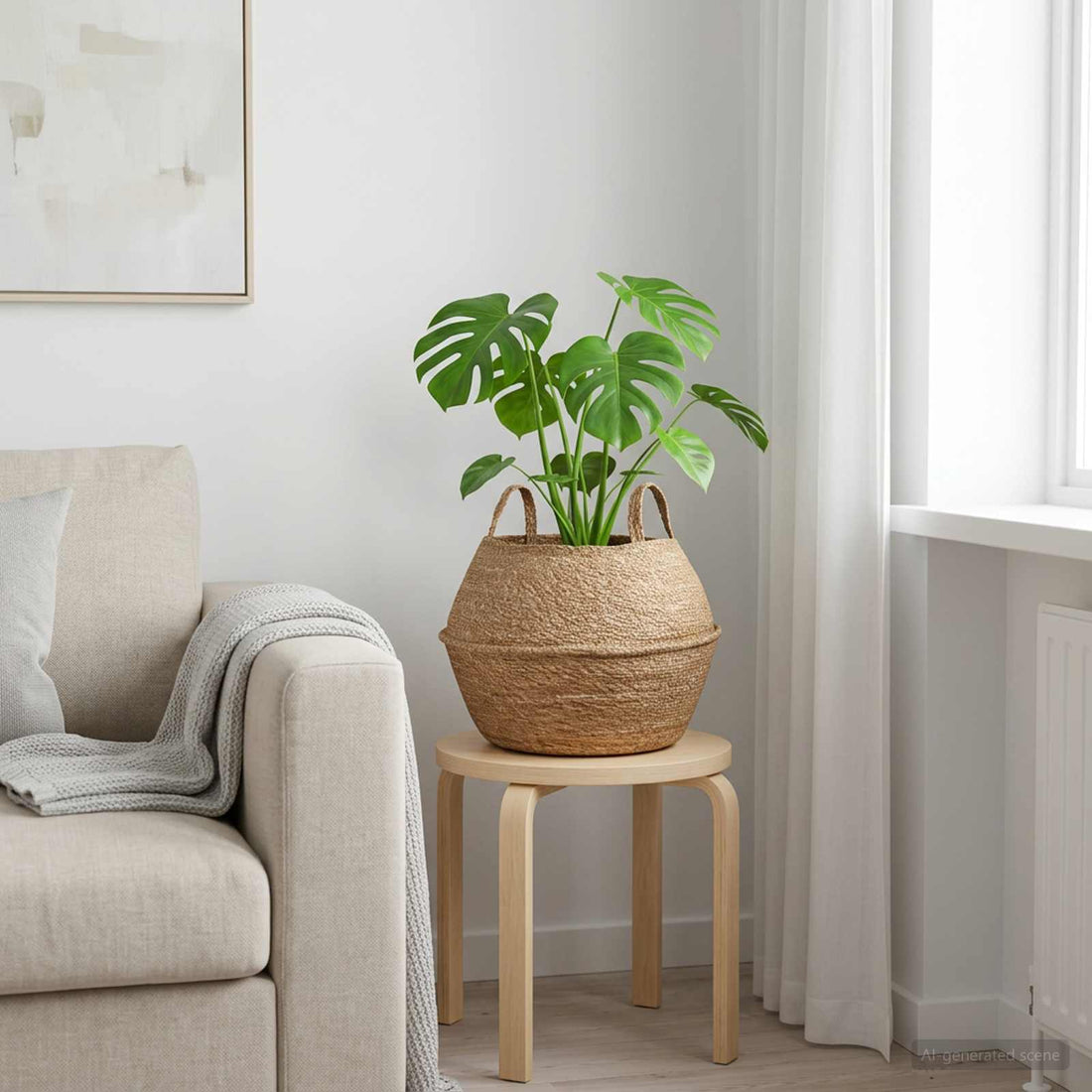 vidaXL Maceta con asas Natural Ø 45 x 36 cm 100% Hierba marina