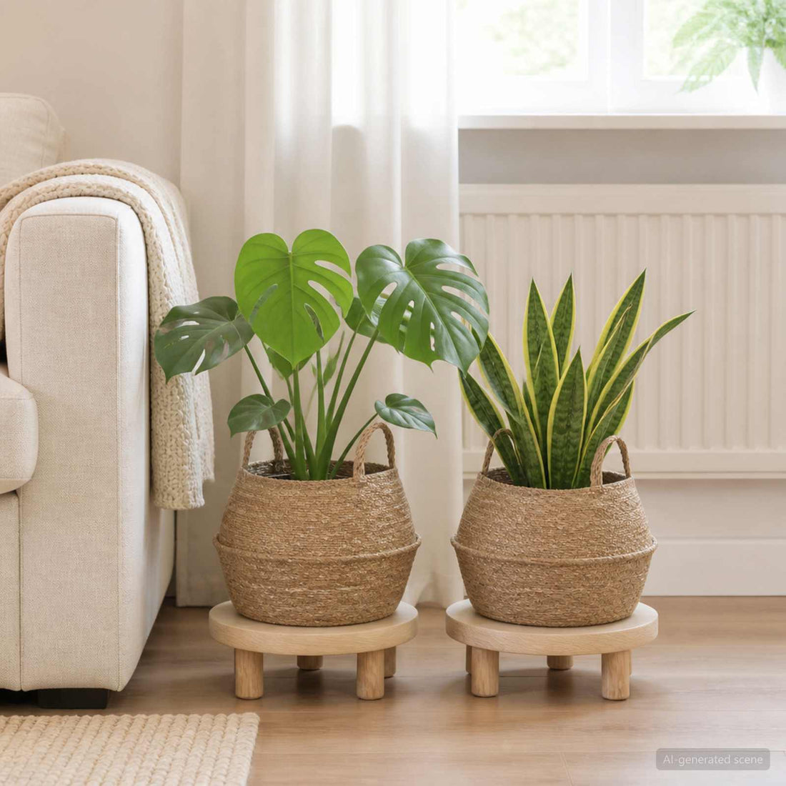 vidaXL Maceta con asas 2 uds. Natural Ø 45 x 36 cm 100% Hierba marina