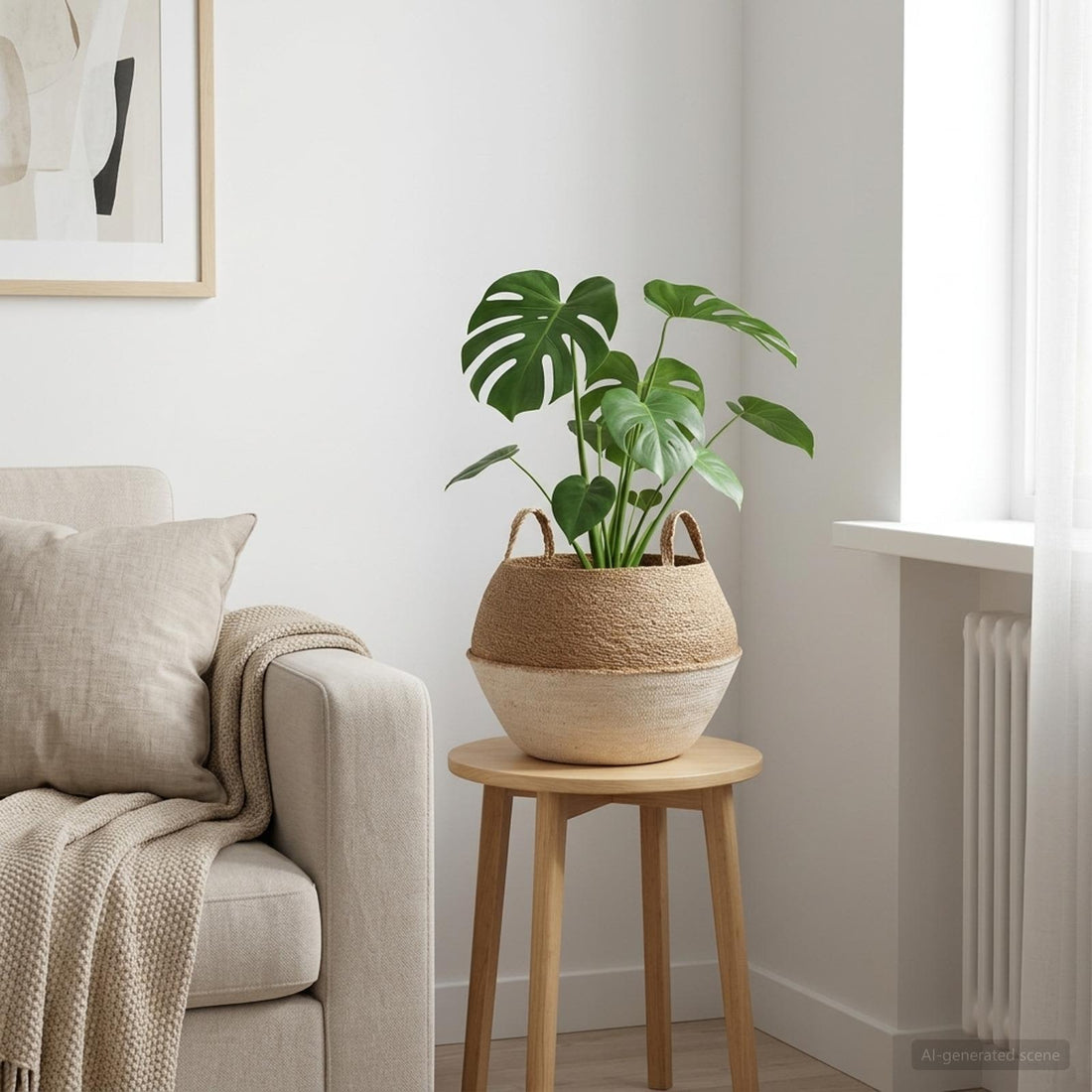 vidaXL Maceta con asas Blanco Ø 45 x 36 cm 100% Hierba marina