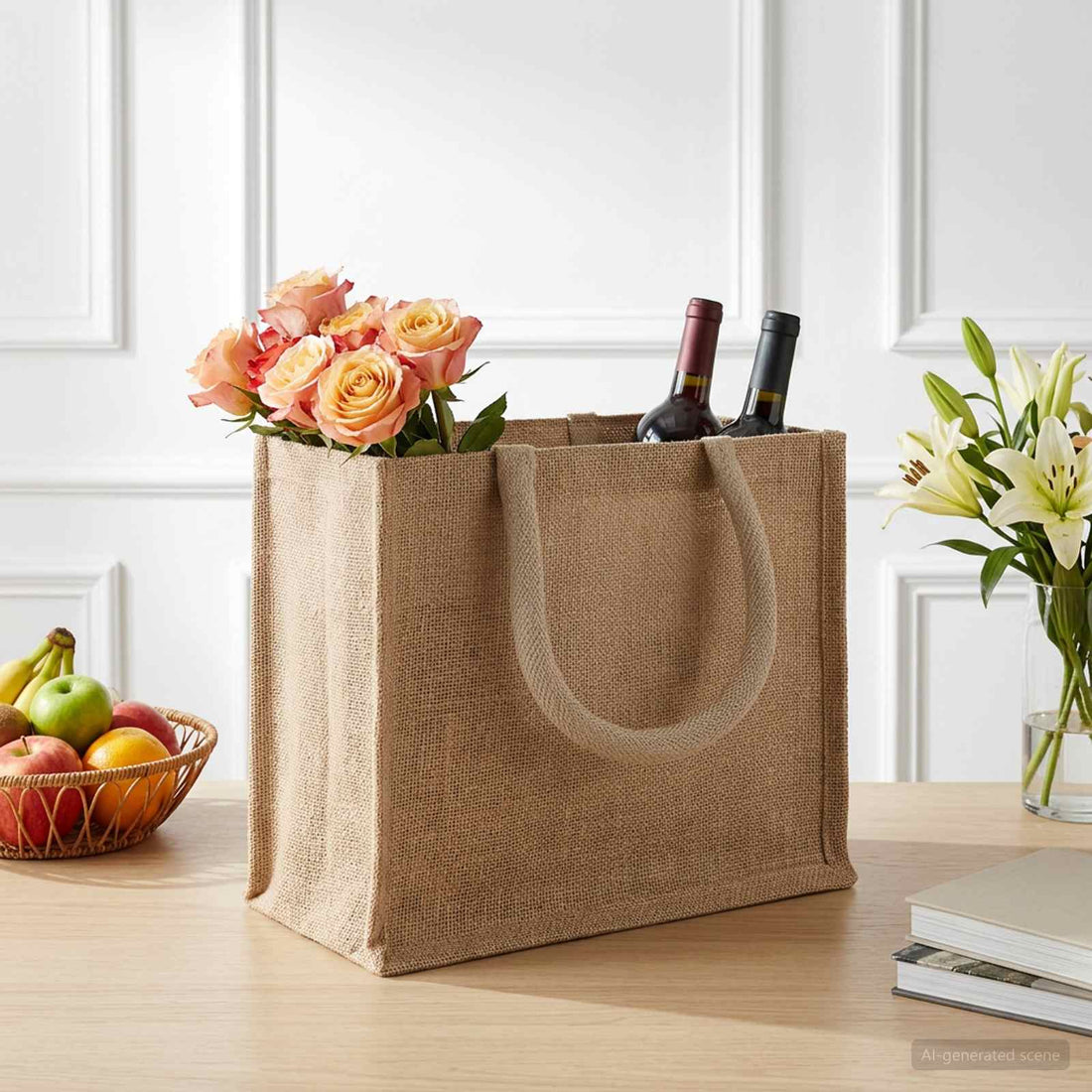 vidaXL Bolsas de yute 10 Natural 26 x 22 x 14 cm 100% Yute Tossa