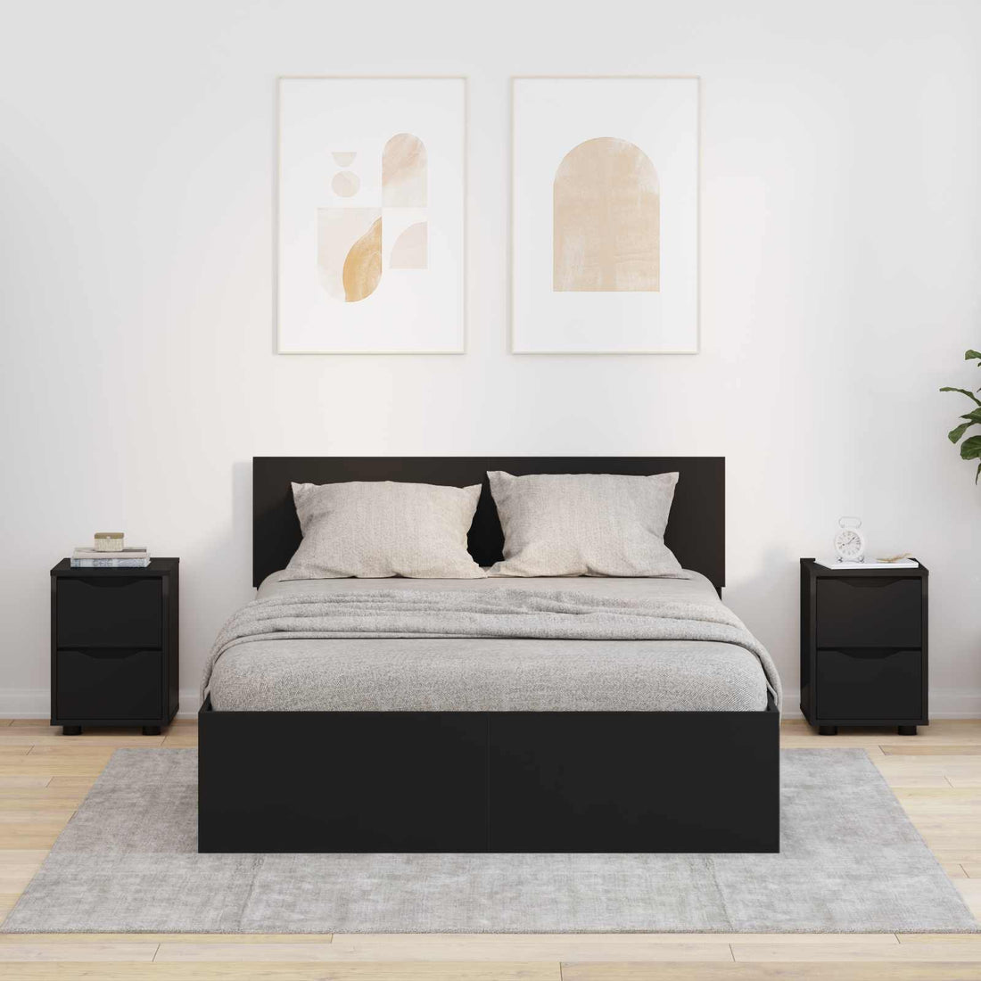 vidaXL Mesas de noche 2 uds. Negro 30,5 x 30 x 43 cm