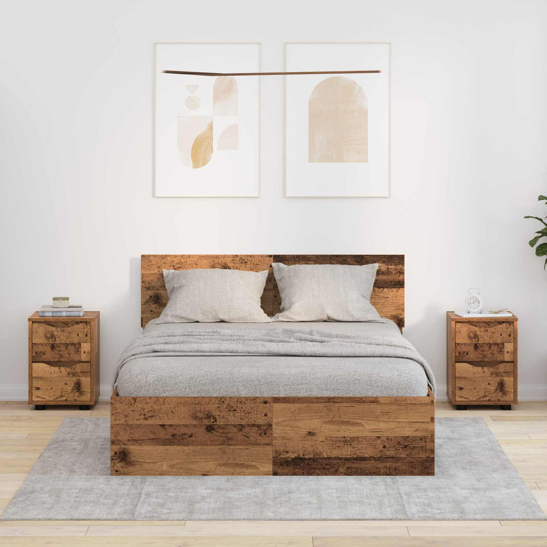 vidaXL Mesas de noche 2 uds. Madera Vieja 30,5 x 30 x 43 cm