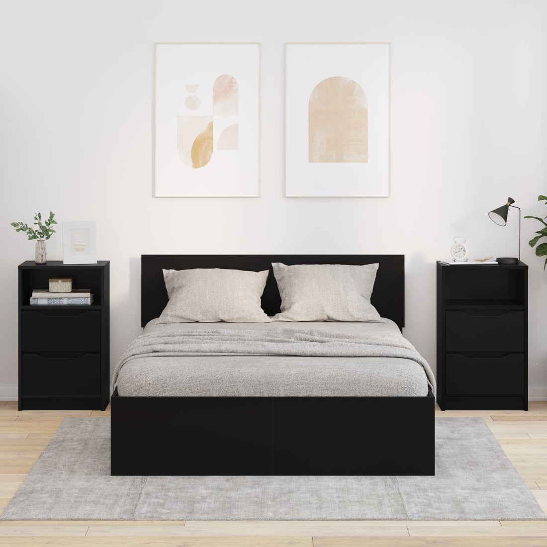 vidaXL Mesas de noche 2 uds. Negro 40 x 30 x 467 cm