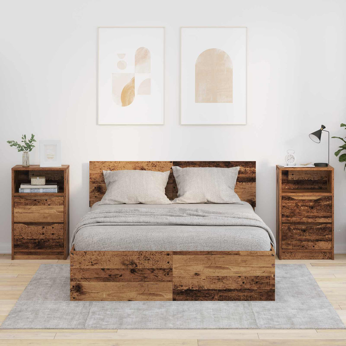 vidaXL Mesas de noche 2 uds. Madera Vieja 40 x 30 x 467 cm