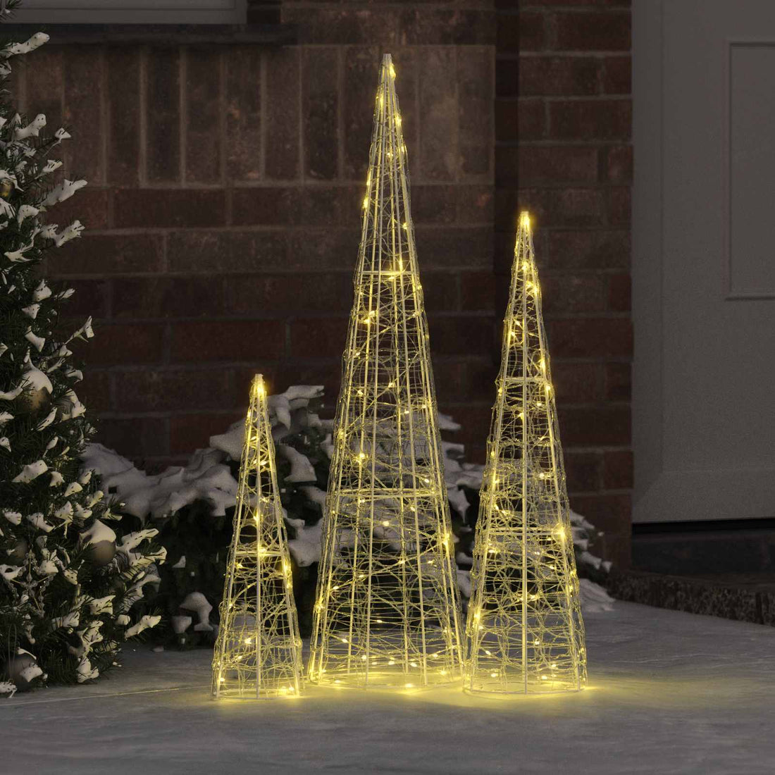 vidaXL Árbol de Navidad 3 uds. 90 LED cálido 20 x 20 x 80 cm Acrílico