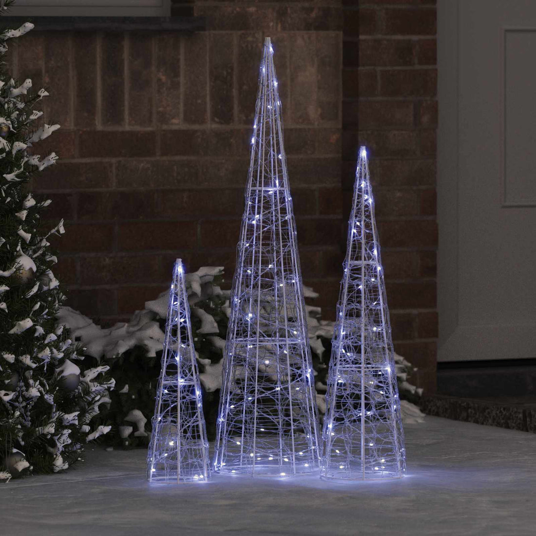 vidaXL Árbol de Navidad 3 uds. 90 LED frío 20 x 20 x 80 cm Acrílico