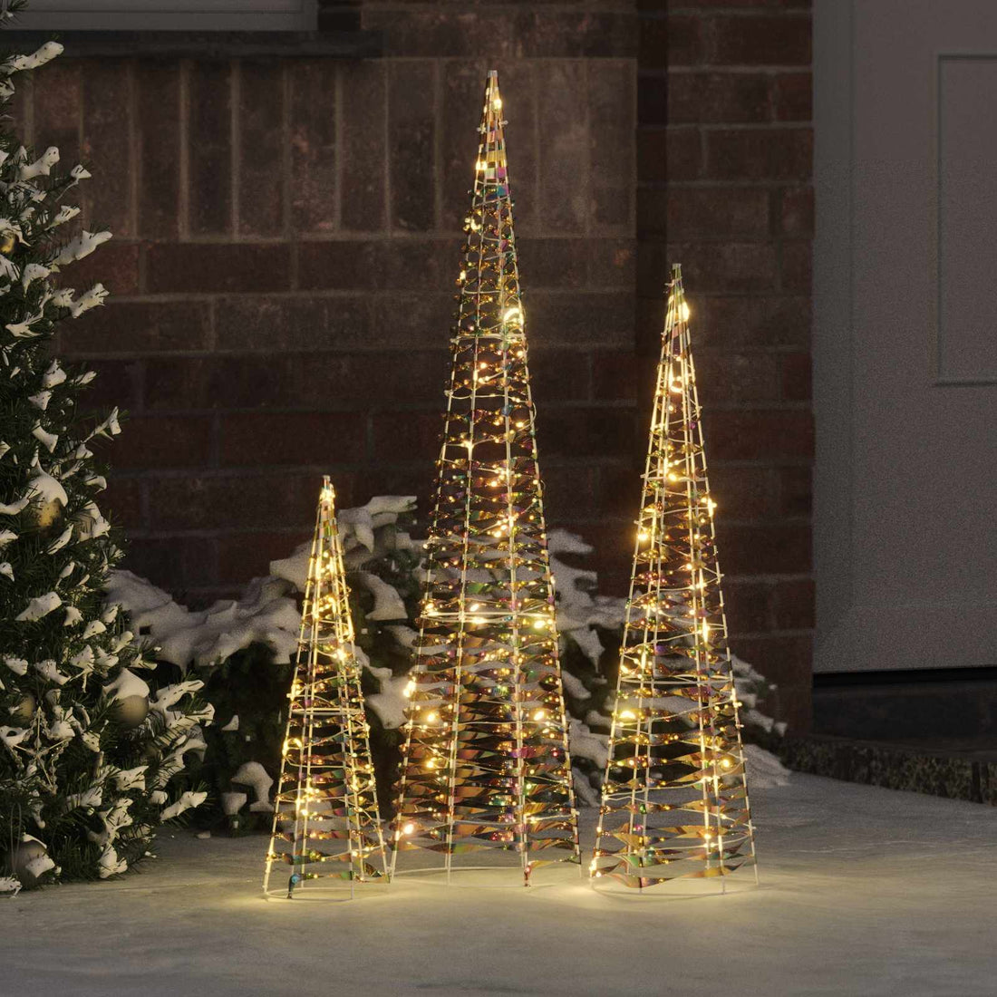 vidaXL Árbol de Navidad 3 uds. 90 LED cálido 20 x 20 x 80 cm PET