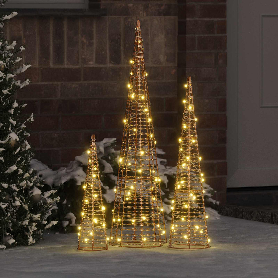 vidaXL Árbol de Navidad 3 uds. 90 LED cálido 20 x 20 x 80 cm PET