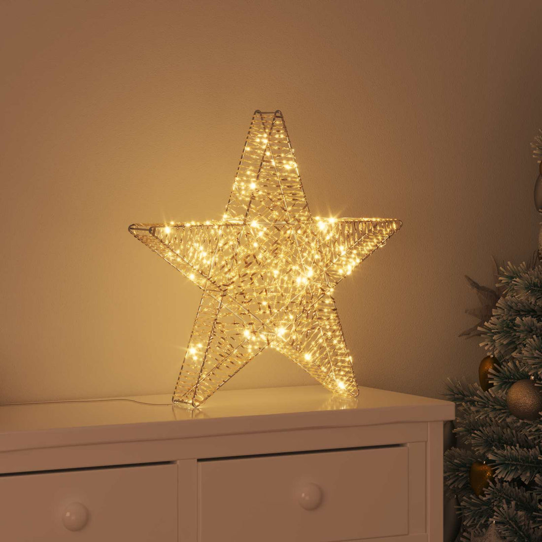 vidaXL Estrella 3D 50 LED cálido 55 x 52.5 x 9 cm PET